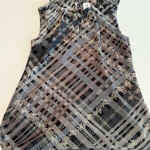 CAbi Women's Sleeveless Blouse - Black and Gray Pattern